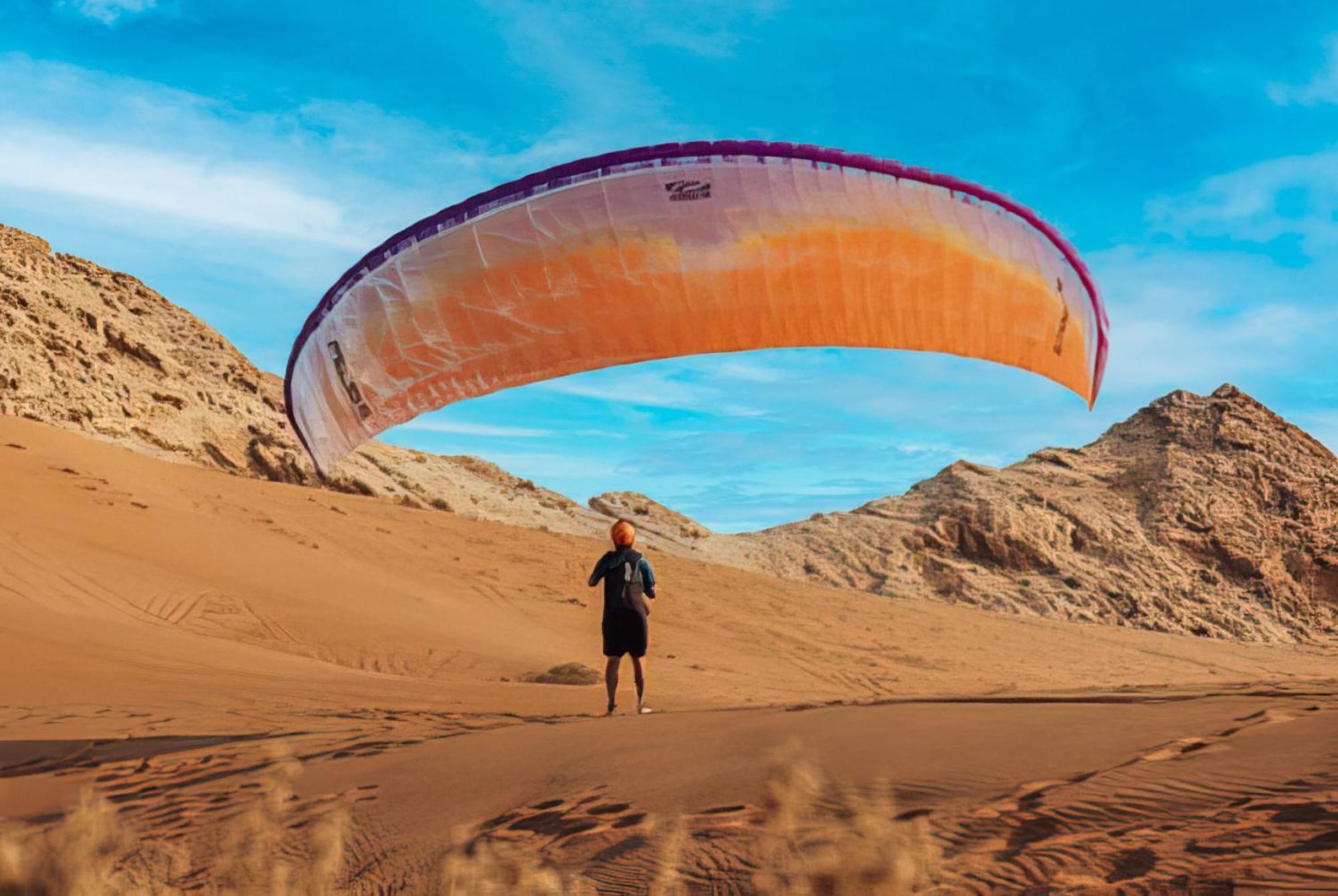 Hotel Al Badayer Retreat By Sharjah Collection Margham Exterior foto Parachute landing on the dunes